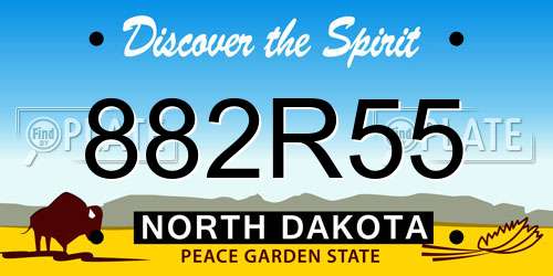 882R55 North Dakota License Plate