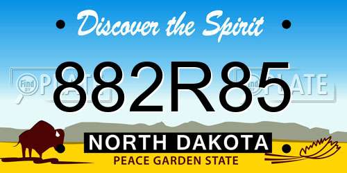 882R85 North Dakota License Plate