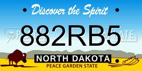 882RB5 North Dakota License Plate