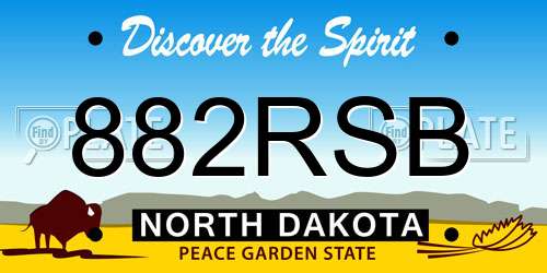 882RSB North Dakota License Plate