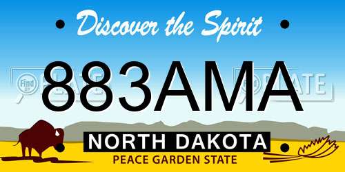 883AMA North Dakota License Plate