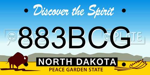 883BCG North Dakota License Plate