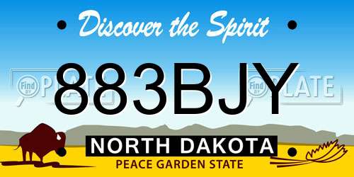 883BJY North Dakota License Plate
