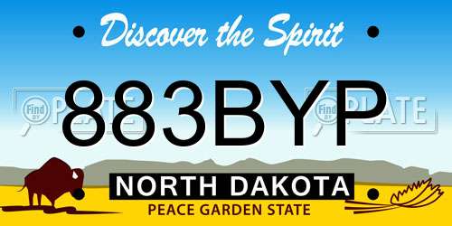 883BYP North Dakota License Plate