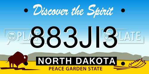 883JI3 North Dakota License Plate