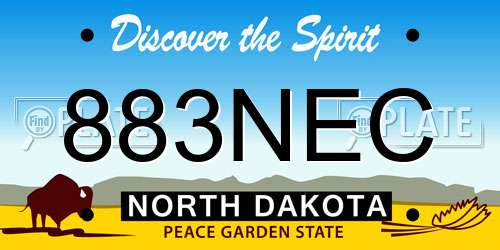 883NEC North Dakota License Plate