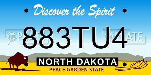 883TU4 North Dakota License Plate