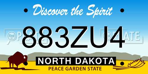 883ZU4 North Dakota License Plate