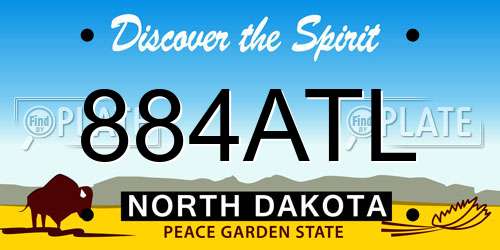 884ATL North Dakota License Plate