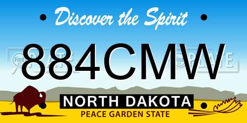 884CMW North Dakota License Plate