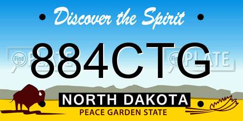 884CTG North Dakota License Plate