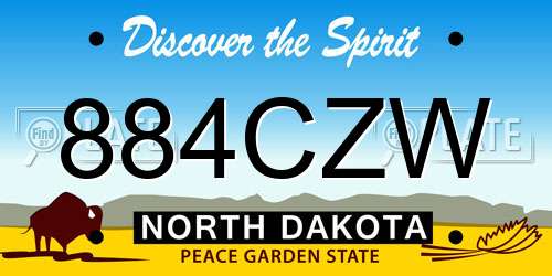 884CZW North Dakota License Plate