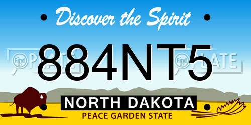 884NT5 North Dakota License Plate