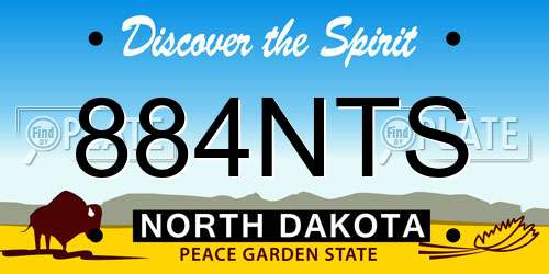 884NTS North Dakota License Plate