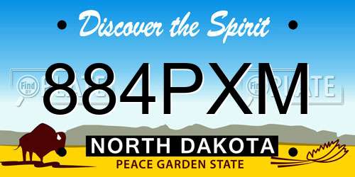 884PXM North Dakota License Plate