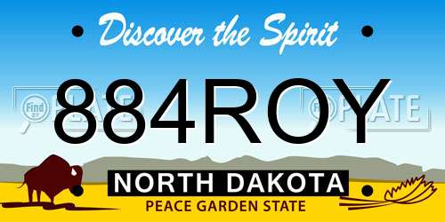 884ROY North Dakota License Plate