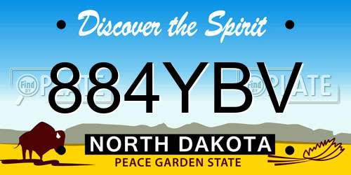 884YBV North Dakota License Plate