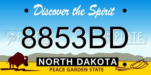 8853BD North Dakota License Plate