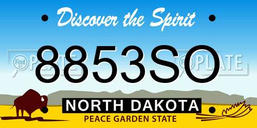 8853SO North Dakota License Plate