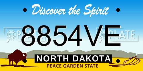 8854VE North Dakota License Plate