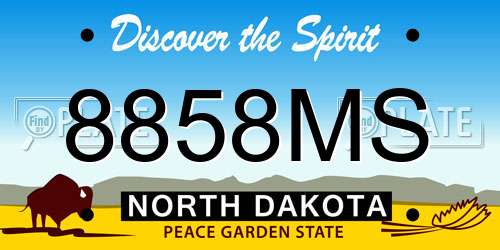 8858MS North Dakota License Plate