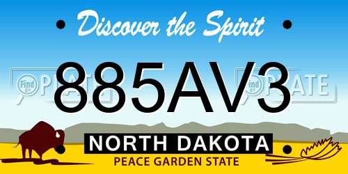 885AV3 North Dakota License Plate