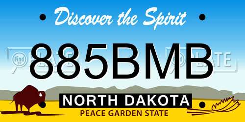 885BMB North Dakota License Plate