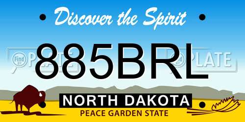 885BRL North Dakota License Plate