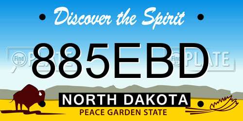 885EBD North Dakota License Plate