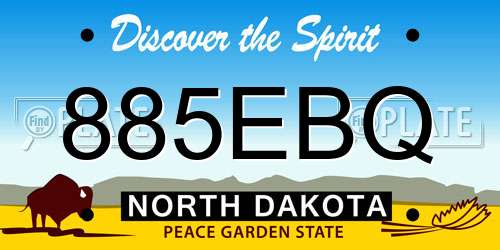 885EBQ North Dakota License Plate