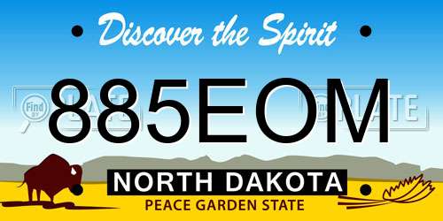 885EOM North Dakota License Plate