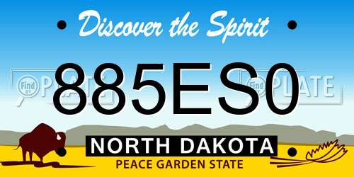 885ES0 North Dakota License Plate