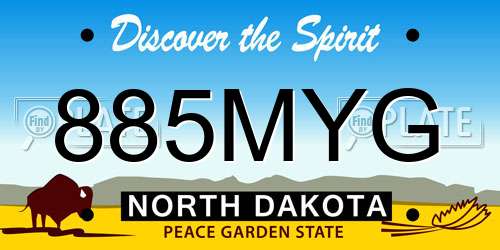 885MYG North Dakota License Plate
