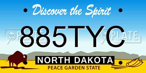 885TYC North Dakota License Plate