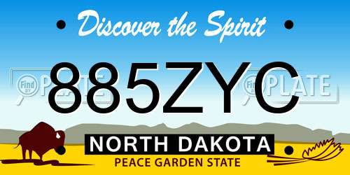 885ZYC North Dakota License Plate