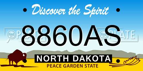 8860AS North Dakota License Plate