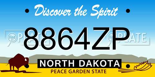 8864ZP North Dakota License Plate