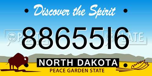 88655I6 North Dakota License Plate