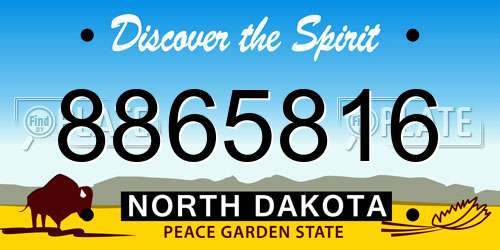 8865816 North Dakota License Plate