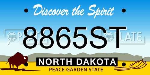 8865ST North Dakota License Plate