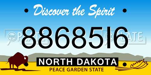 88685I6 North Dakota License Plate