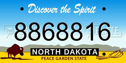 8868816 North Dakota License Plate