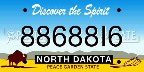 88688I6 North Dakota License Plate