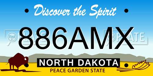 886AMX North Dakota License Plate