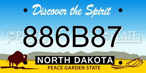 886B87 North Dakota License Plate