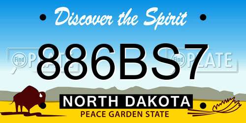 886BS7 North Dakota License Plate