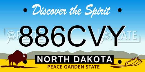 886CVY North Dakota License Plate