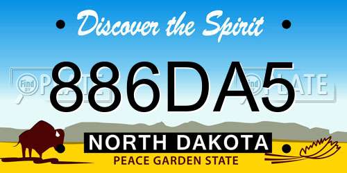 886DA5 North Dakota License Plate
