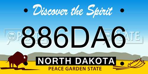 886DA6 North Dakota License Plate