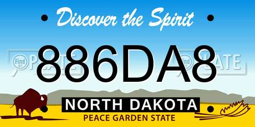 886DA8 North Dakota License Plate
